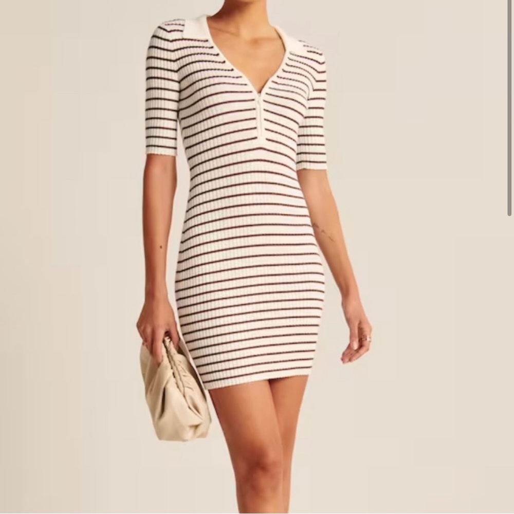 Abercrombie & Fitch Half Zip Mini Polo Sweater Dress